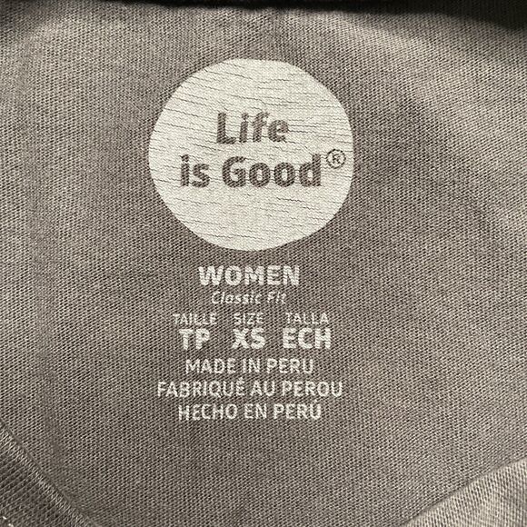 Life Is Good Graphic Tee Land of the Free SS Womens Gray Washed Black Tshirt XS - Picture 4 of 9